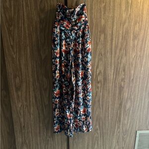 Band of Gypsies Navy Floral Jumpsuit with Orange and Cream Flowers